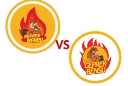 Ilustrasi logo Geprek Bensu dan I Am Geprek Bensu yang terlihat mirip | sumber: Mojok.co