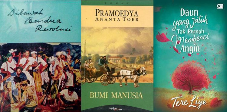 Buku Karya Bung Karno, Pramoedya Ananta Tour, dan Tere Liye (Sumber gambar: https://www.goodreads.com, https://kumparan.com, https://gramemedia.com)