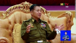 Pimpinan Kudeta Min Aung Hlaing. Sumber: Myanmar Radio and Television (MRTV)