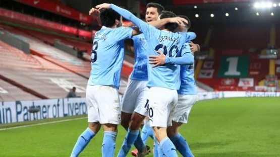 Pemain City merayakan gol (Foto: Mancity.com)