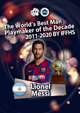 Messi, pemain pria terbaik dekade 2011--2020 (Sumber: iffhs.de)