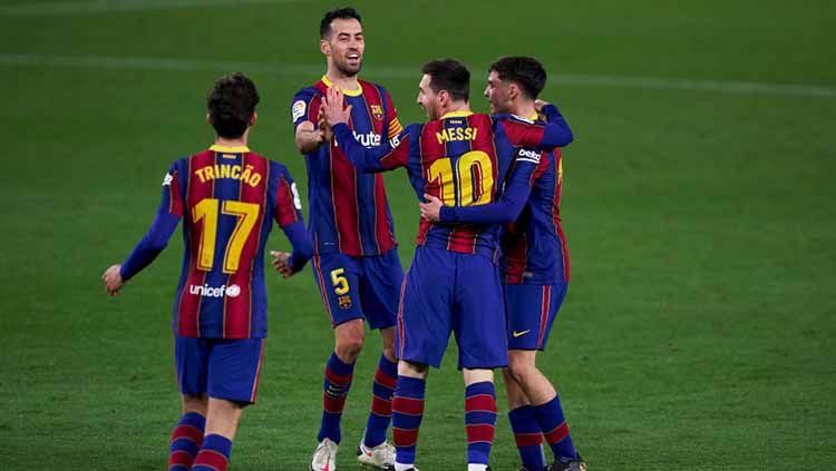 Selebrasi para punggawa Barcelona. (via Indosport.com)