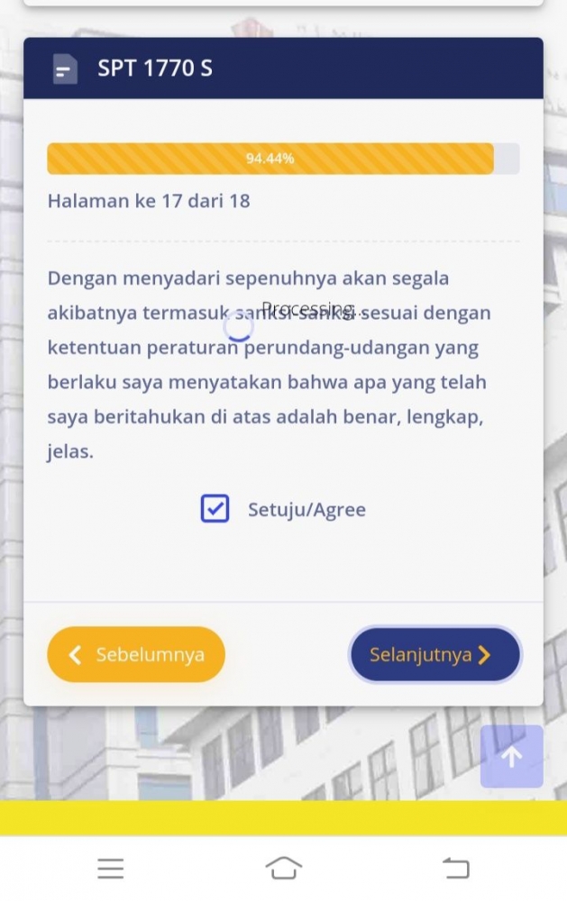 Tetap begini berjam2, berkali2. Padahal jam 3 pagi (ss laman djp online)