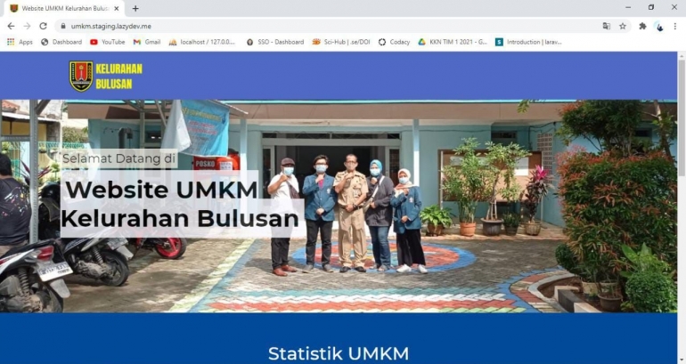 Tampilan halaman utama website profil UMKM Kelurahan Bulusan (dokpri)