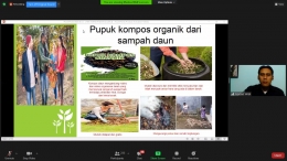 Markus Widiatmoko menjelaskan Pupuk Kompos Organik dari Sampah Daun (Screenshot Zoom/dokumen pribadi)