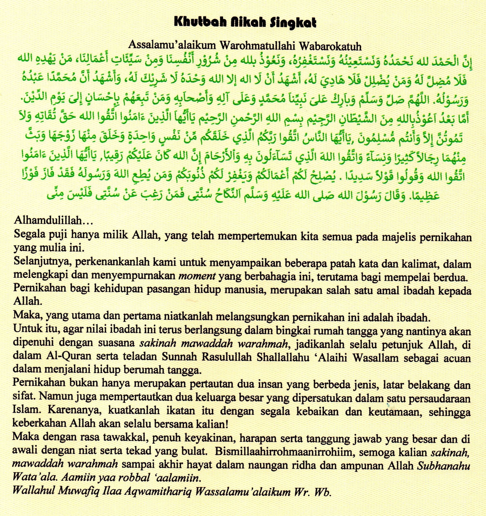 Teks Khutbah Nikah Bahasa Melayu : Doa Untuk Orang Yang Menikah Dalam ...