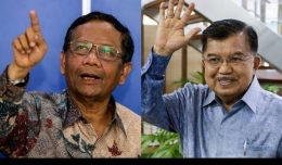 Menko Polhukam Mahfud MD (kiri) dan Wakil Presiden ke-10 dan ke-12 RI, Jusuf Kalla. (Sumber: KOMPAS.com/GARRY LOTULUNG dan KRISTIANTO PURNOMO)
