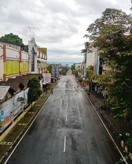 Kondisi jalanan di Wonosobo lengang saat Jateng di Rumah Saja. Dok pikiranrakyat.com