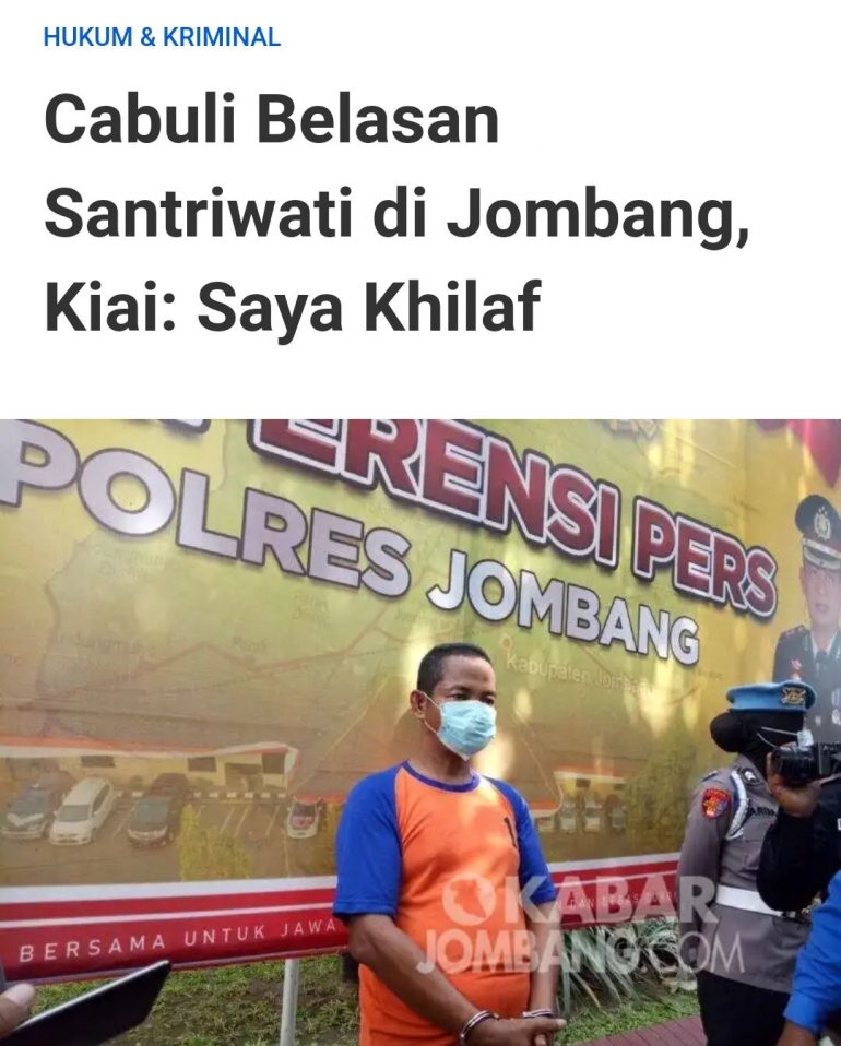 Kiai tersangka pencabulan terhadap belasan santriwatinya saat diamankan di Mapolres Jombang. Dok. KabarJombang.com/Diana Kusuma/