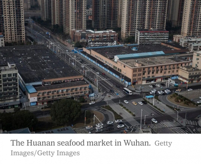 Pasar seafood Huanan di Wuhan. Getty Images