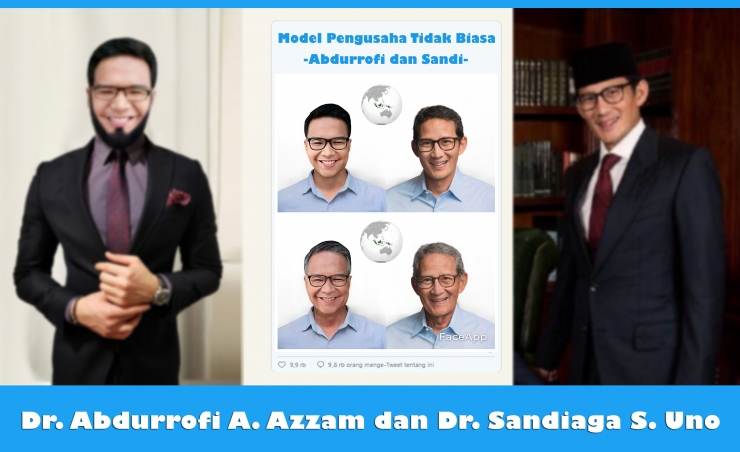 Dr. Abdurrofi A. Azzam dan Dr. Sandiaga S. Uno dalam model pengusaha tidak biasa. Dokumen pribadi