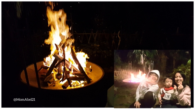 Menikmati api unggun di malam hari bersama anak-anak (Foto : koleksi pribadi)