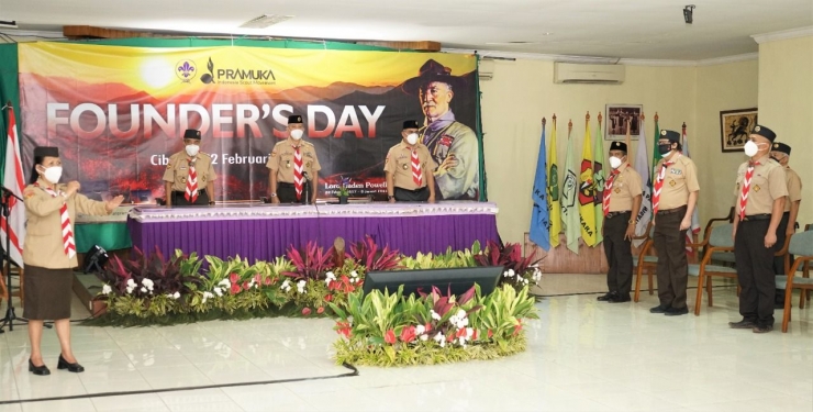 Peringatan Hari Baden-Powell ke-164 di Pusdiklatnas Gerakan Pramuka, Cibubur, Jakarta Timur, pada 22 Februari 2021. (Foto: Yudi/Humas Kwarnas)