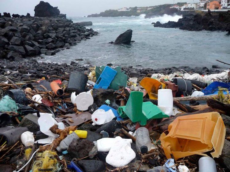 Tumpukan sampah di sekitar laut Semarang (Sumber : https://news.okezone.com/)