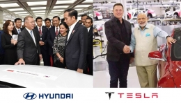 PM Modi's visit to Tesla Motors and President Jokowi's visit Hyundai Motors. Picture : Canva/Abdurrofi's Times