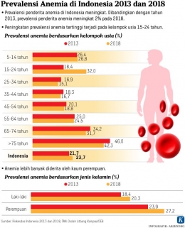 Prevalensi anemia tergolong signifikan di seluruh kelompok usia dan tidak dapat dipandang sepele. Infografis merupakan milik Litbang Kompas.