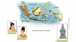 Ilustrasi Gajah Mada - Hayam Wuruk dan Daerah Kekuasaan Majapahit (Sumber: jateng.tribunnews.com) 