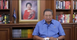 (Foto : Dokumentasi Partai Demokrat via Kompas.com/ Ketua Majelis Tinggi Partai Demokrat Susilo Bambang Yudhoyono dalam video arahan kepada pimpinan dan kader Partai Demokrat yang dirilis pada Rabu 24/2/2021)
