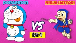 Ilustrasi Ninja Hatorri dan Doraemon (sumber : tangkapan layar dari channel YouTube LightVidz)
