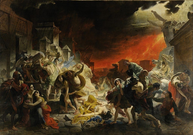 Lukisan karya Karl Brullow yang menggambarkan saat-saat terakhir kota Pompeii (thebi.com)