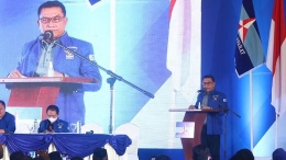 Moeldoko saat menyampaikan pidato politik di KLB Deli Serdang (Foto: Antara/Endi Ahmad)