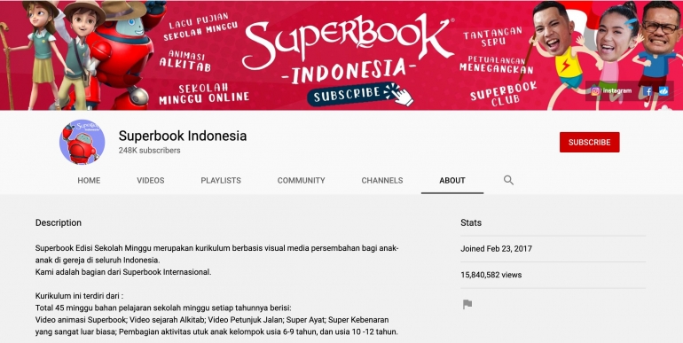 Youtube Superbook Indonesia - Sumber: Youtube.com