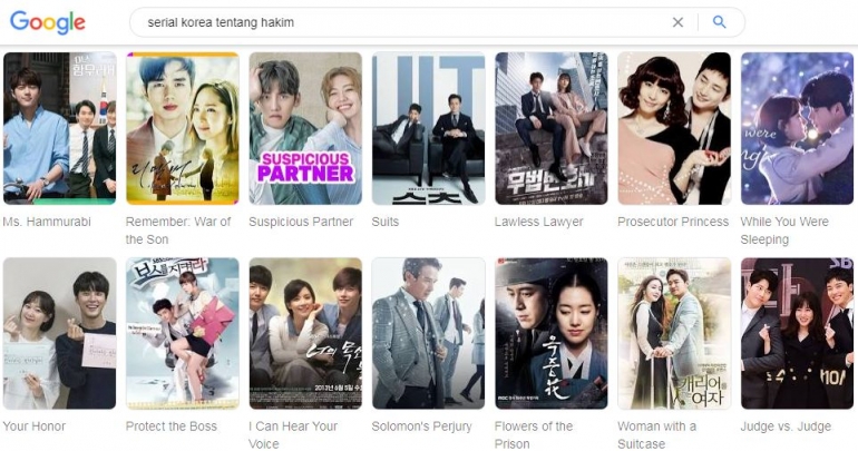 Contoh serial dari Korea yang banyak mengangkat kisah tentang hakim dan kehukuman. Gambar: Dokumentasi pribadi/Google