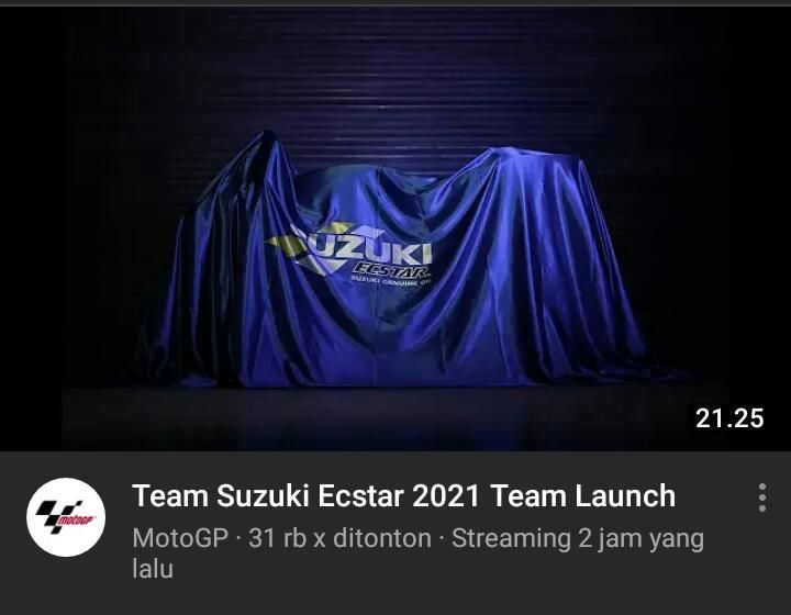 Peluncuran Tim Suzuki Ecstar yang disiarkan langsung lewat kanal Youtube MotoGP. Gambar: Dokumentasi pribadi/Youtube/MotoGP