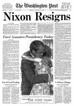 Nixon mengundurkan diri sebagai Presiden AS. Sumber: www.washingtonpost.com