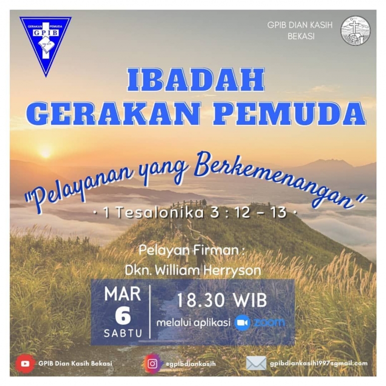 Poster Ibadah Gerakan Pemuda. Sumber: GPIB Dian Kasih Bekasi