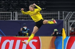 Erling Haland merayakan golnya. sumber gambar: www.republika.co.id