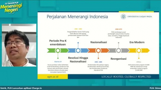 Kepala Pusat Studi Energi Universitas Gajah Mada, Deendarlianto merangkum perjalanan PLN menerangi Indonesia yang diceritakan dalam buku/dokpri