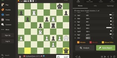 Ilustrasi pertandingan Chess.com antara Dewa_Kipas dan GothamChess.