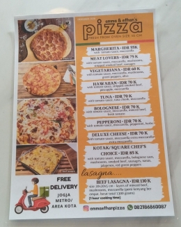 menu di Emma & Ethan's Pizza (doc. pri)