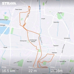 Asyiknya gowes dengan strava bisa bikin lukisan (Dokpri) 