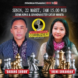 Poster pertandingan catur persahabatan Dadang Subur vs Irene Sukandar. (Foto: Twitter/corbuzier) 