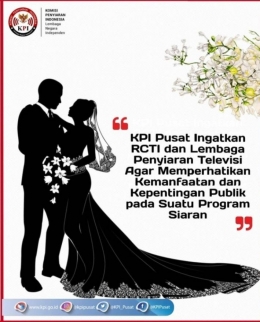 KPI memberikan teguran atas penayangan rangkaian pernikan selebriti di televisi(dokumentasi instagram KPI  Pusat)