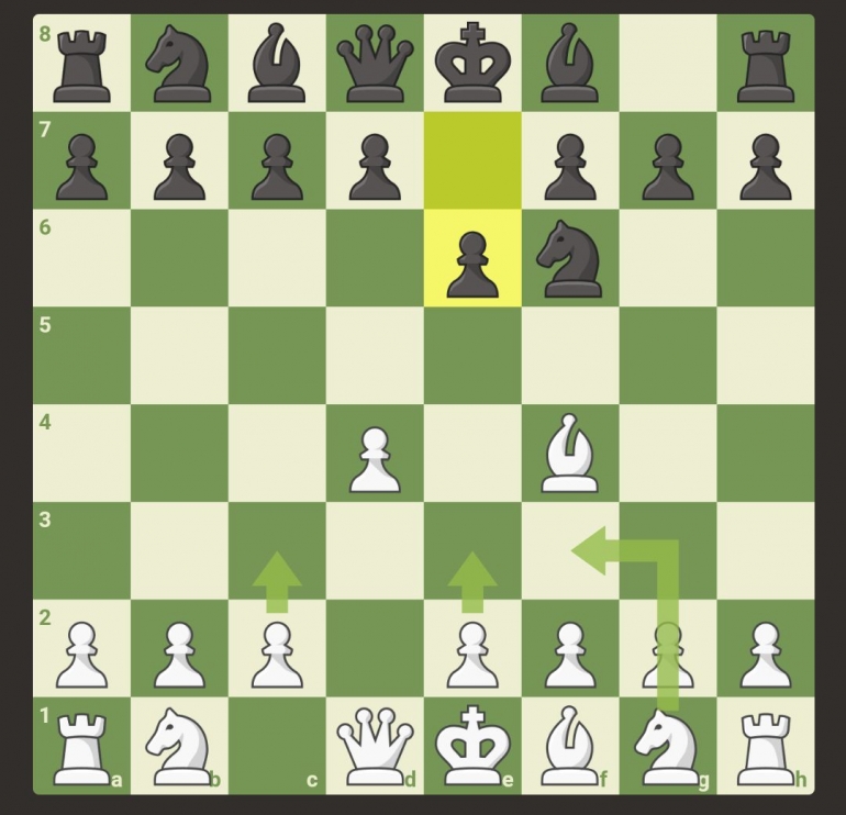 Latihan catur menggunakan bantuan garis petunjuk. (Dok. Pribadi)