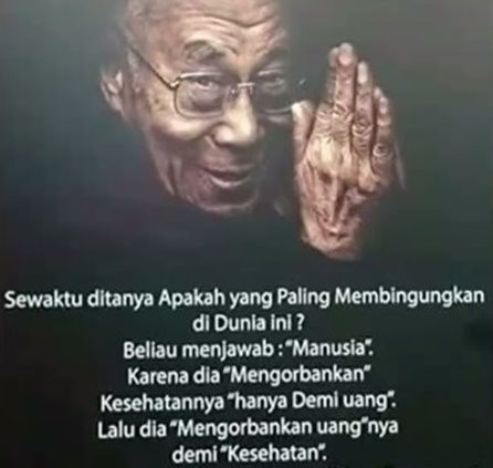 Ilustrasi perkataan tokoh spiritualis Dalai Lama (Foto: tangkapan layar dari presentasi Pak Handrawan Nadesul)