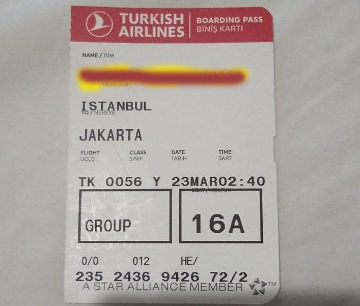 Dokumen SBMI | Tiket kepulangan dari Turki ke Jakarta