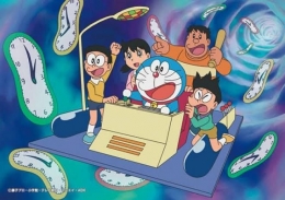 Ilustrasi mesin waktu di cerita Doraemon (sumber: bukukamus.com)