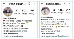 Kolase instagram Irene dan Chelsie pada kondisi teranyar