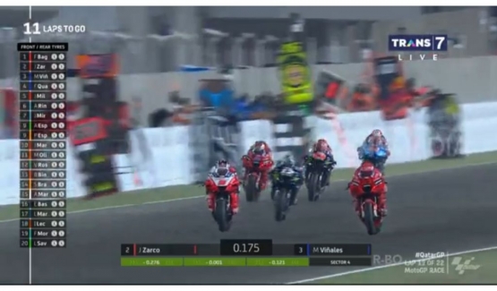 Vinales terlihat tidak gentar mengejar duo Ducati di trek lurus | Gambar: Motogp/via Transmedia
