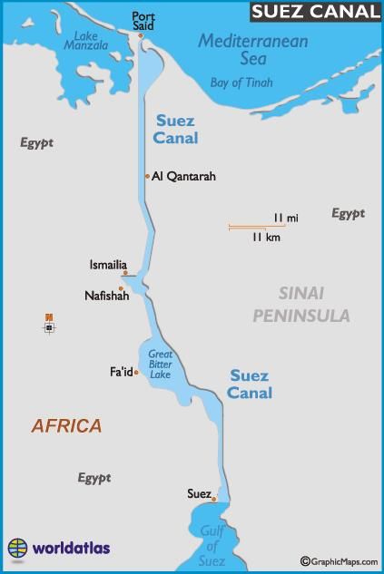 Kanal Suez. Sumber : Worldatlas.