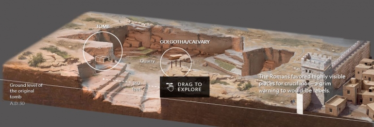 Perkiraan Golgota dan Makam Suci di luar tembok Yerusalem - nationalgeographic.com