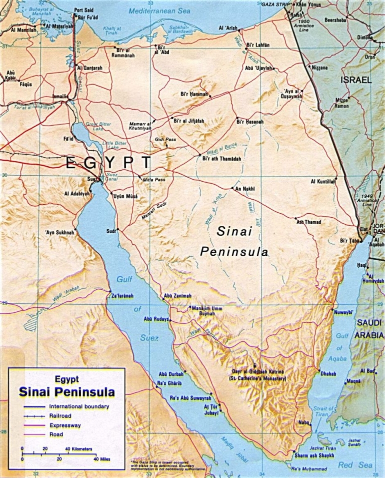 Peta Perjalanan Bangsa Israel dari Mesir Menuju Tanah Kanaan. Sumber: wikimedia.org
