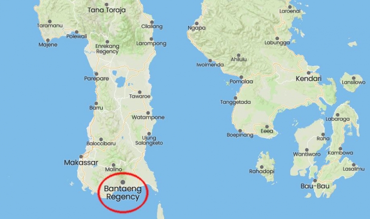 Posisi Kabupaten Bantaeng di ujung selatan jazirah Sulawesi selatan (dokpri)