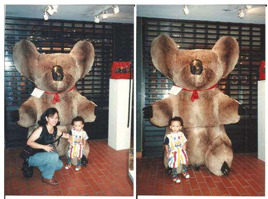 Ketika Dennis excited dengan boneka koala besar itu. | Dokumentasi pribadi