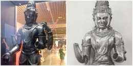 Arca Avalokiteswara di Museum Nasional, Kiri: sudah bertangan/Dokpri. Kanan: belum bertangan/Foto: Kesenian Indonesia Purba