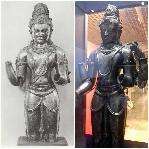 Arca Avalokiteswara, kiri: belum bertangan/Foto: Kesenian Indonesia Purba. Kanan: sudah bertangan/dokpri
